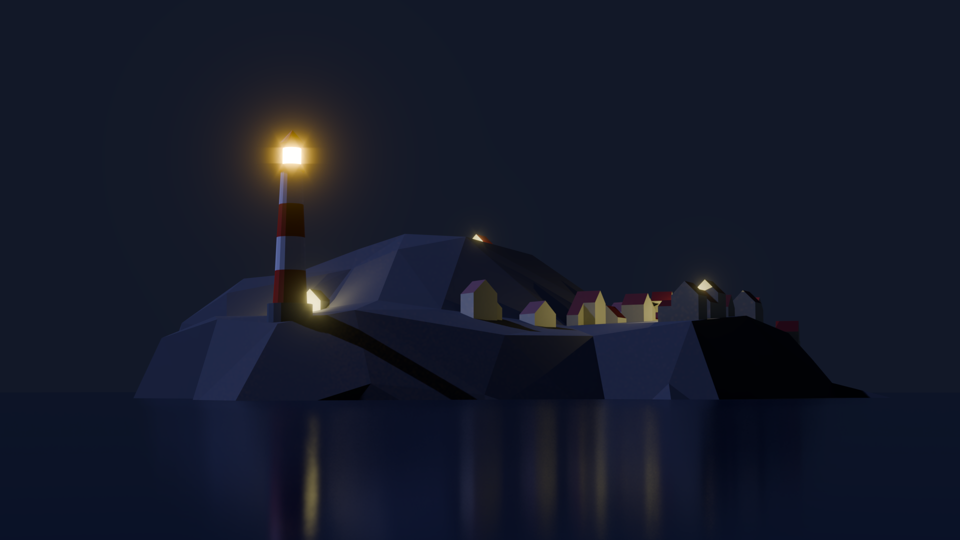Low Poly Lighthouse Scene Modeled in Blender